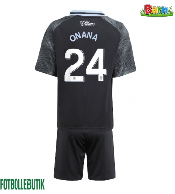 Aston Villa Amadou Onana #24 Bortaställ Barn 2025-26 Kortärmad (+ Korta byxor)